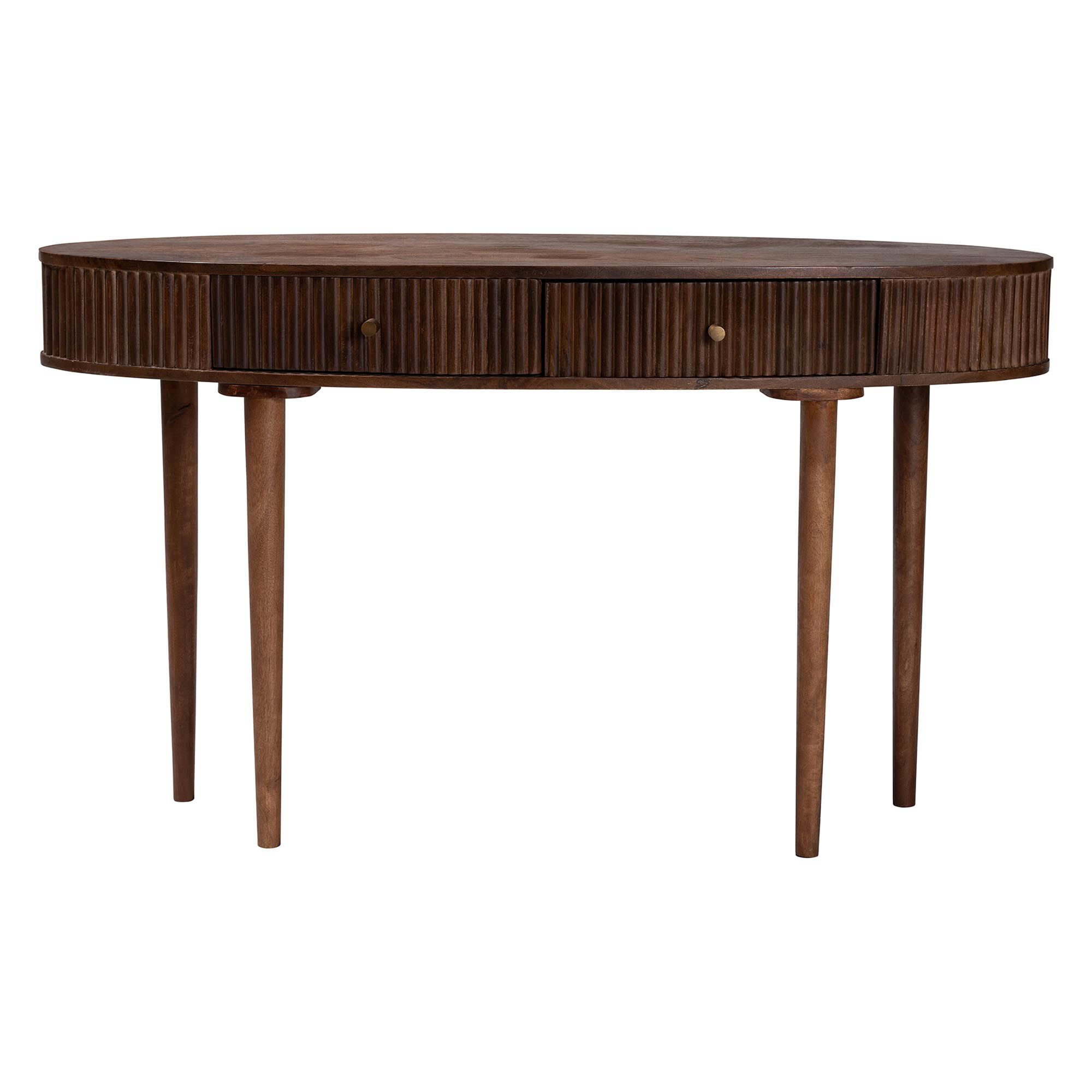 Linore Fluted Wood Console Table, WALNUT, alternate image number 3