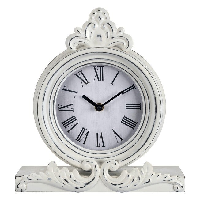 George Antique Metal Table Top Clock, WHITE, hi-res image number null