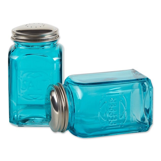 Retro Glass Salt & Pepper Set - Turquoise, , alternate image number null