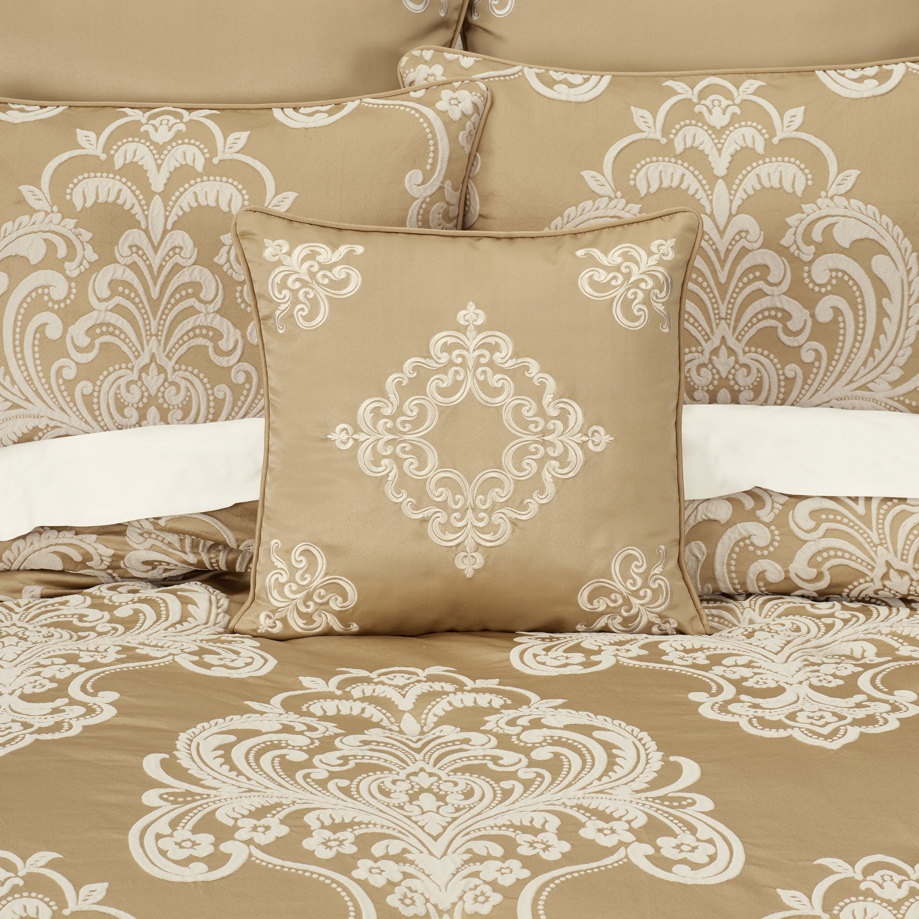Potenza 18 Inch Square Decorative Throw Pillow, GOLD, alternate image number null
