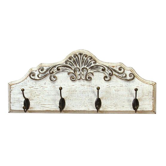 Shabby Wood Coat Rack, WHITE, hi-res image number null