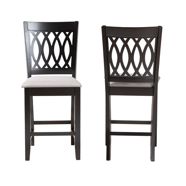 Florencia Modern Beige Fabric And Espresso Brown Finished Wood Counter Stool, , alternate image number null
