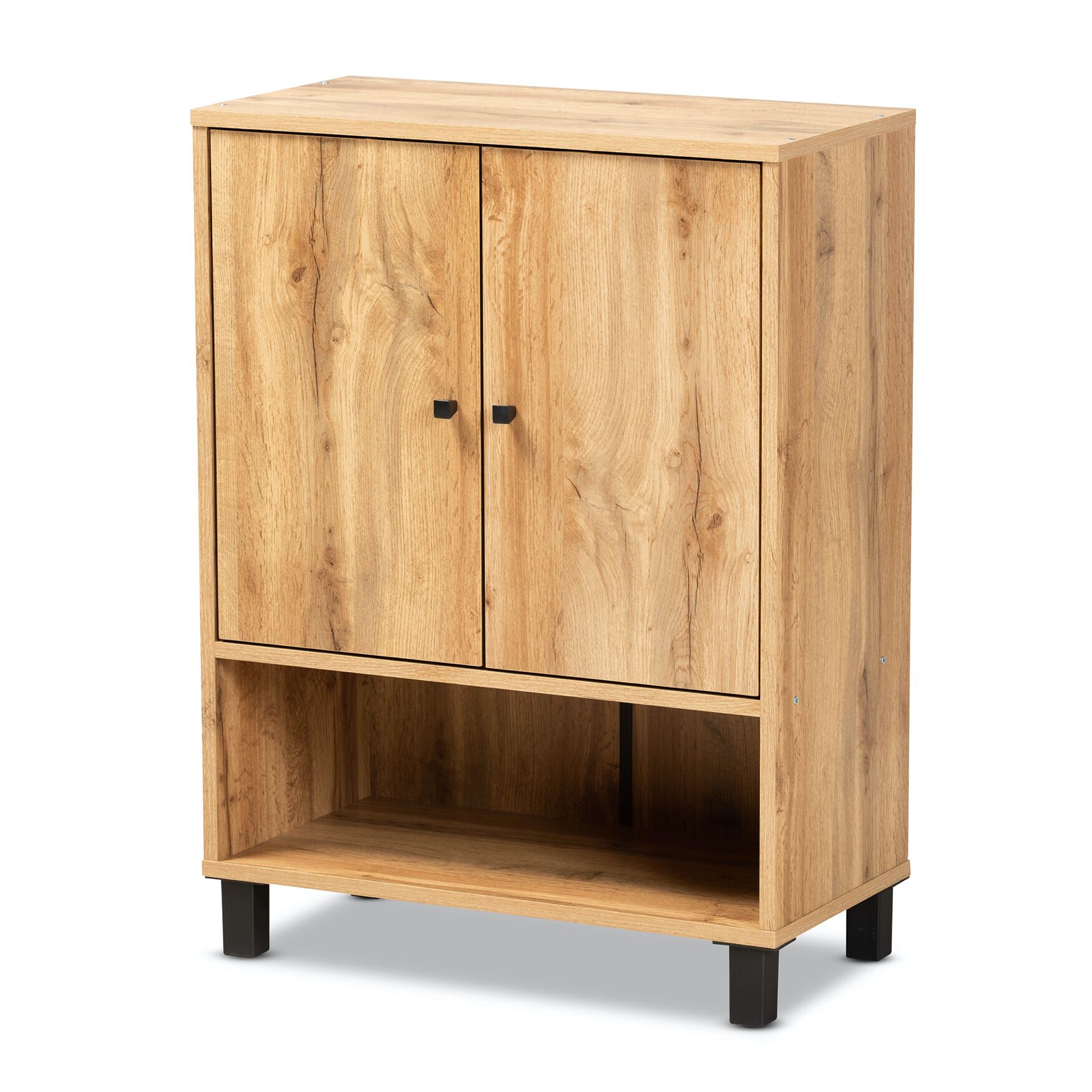 Rossin Wood 2-Door Entryway Shoe Storage Cabinet W Bottom Shelf Furniture
