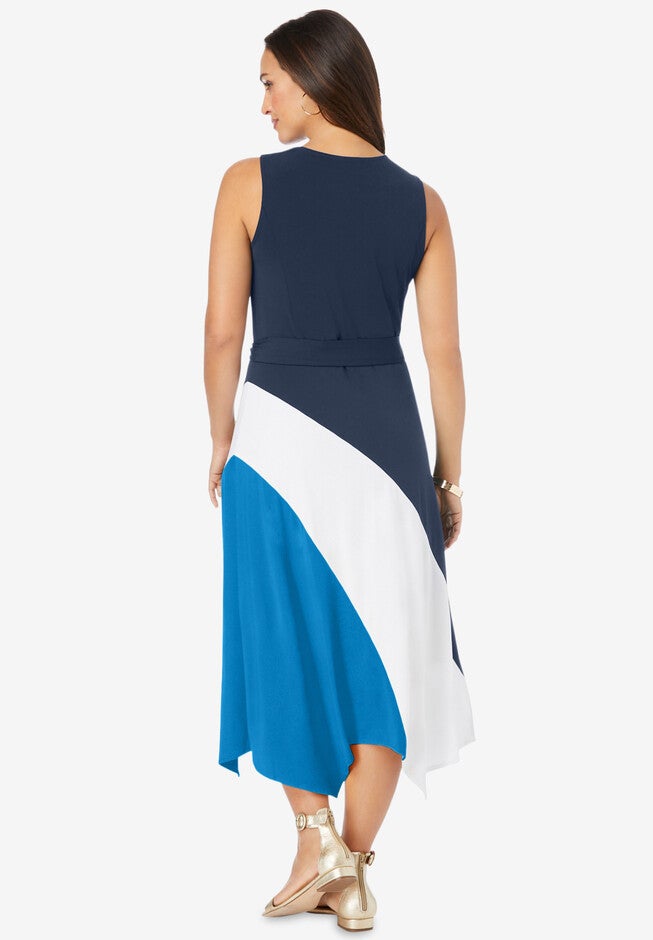 Stretch Knit Hanky Hem Midi Dress, , on-hover image number 1