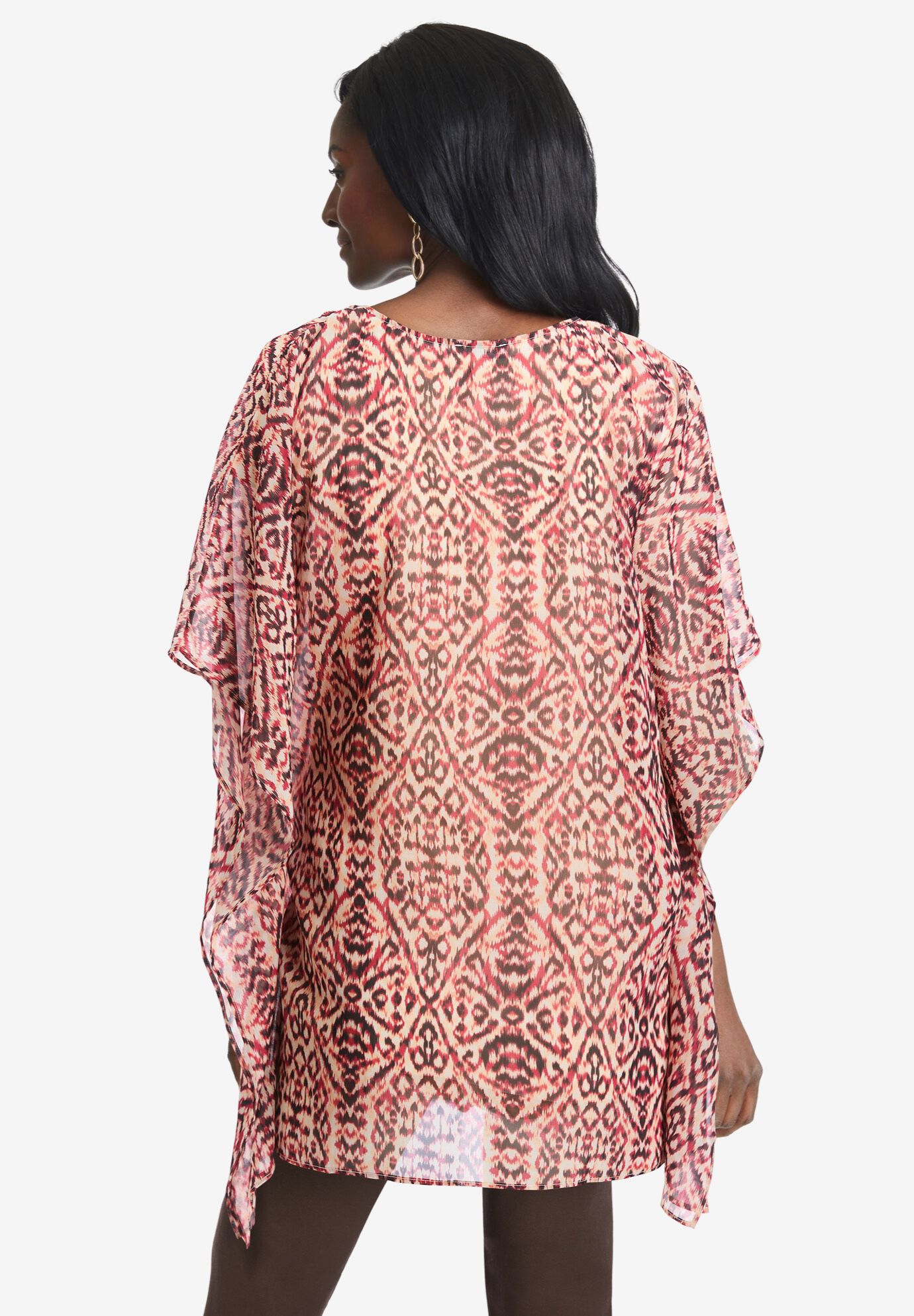 Caftan Top, RED AZTEC IKAT, on-hover image number 1