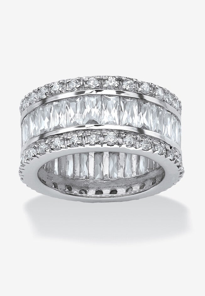 Platinum over Sterling Silver Cubic Zirconia Eternity Bridal Ring, CUBIC ZIRCONIA, hi-res image number null