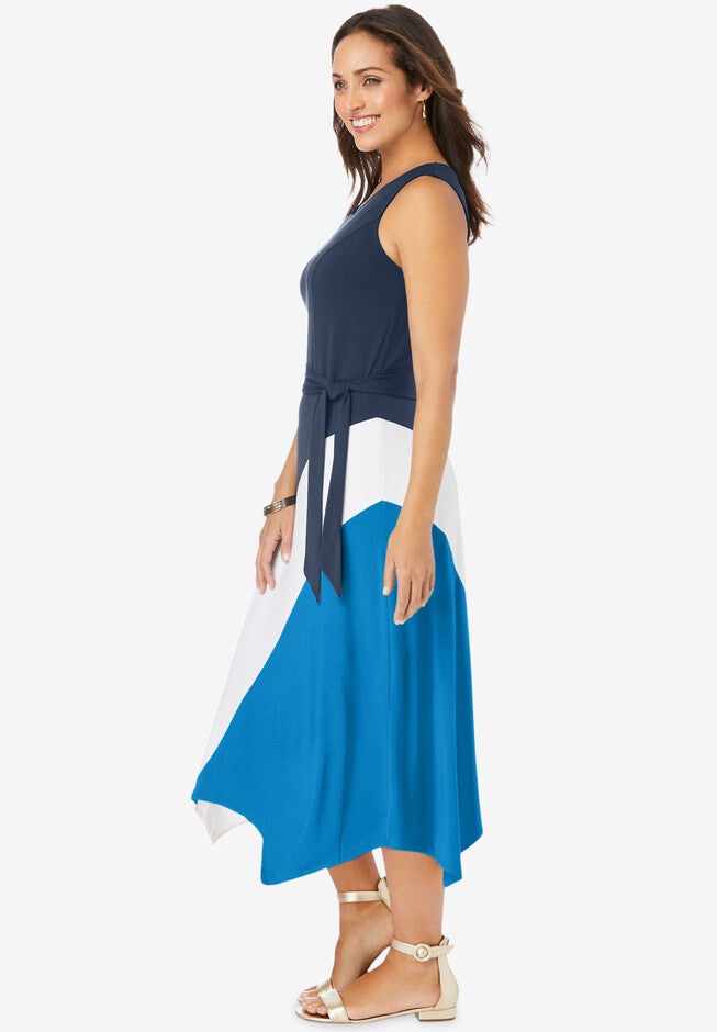Stretch Knit Hanky Hem Midi Dress, , alternate image number 2