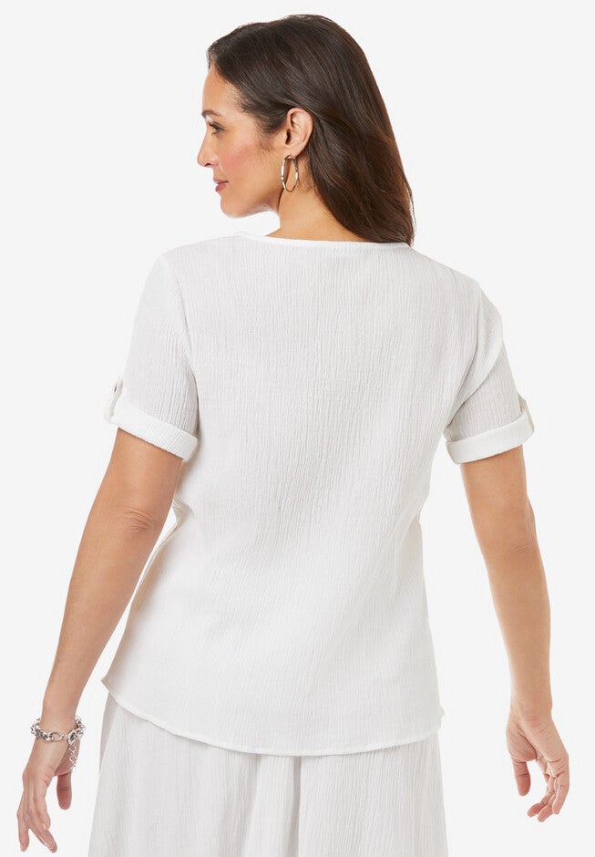 Gauze Crewneck Top, , on-hover image number 1