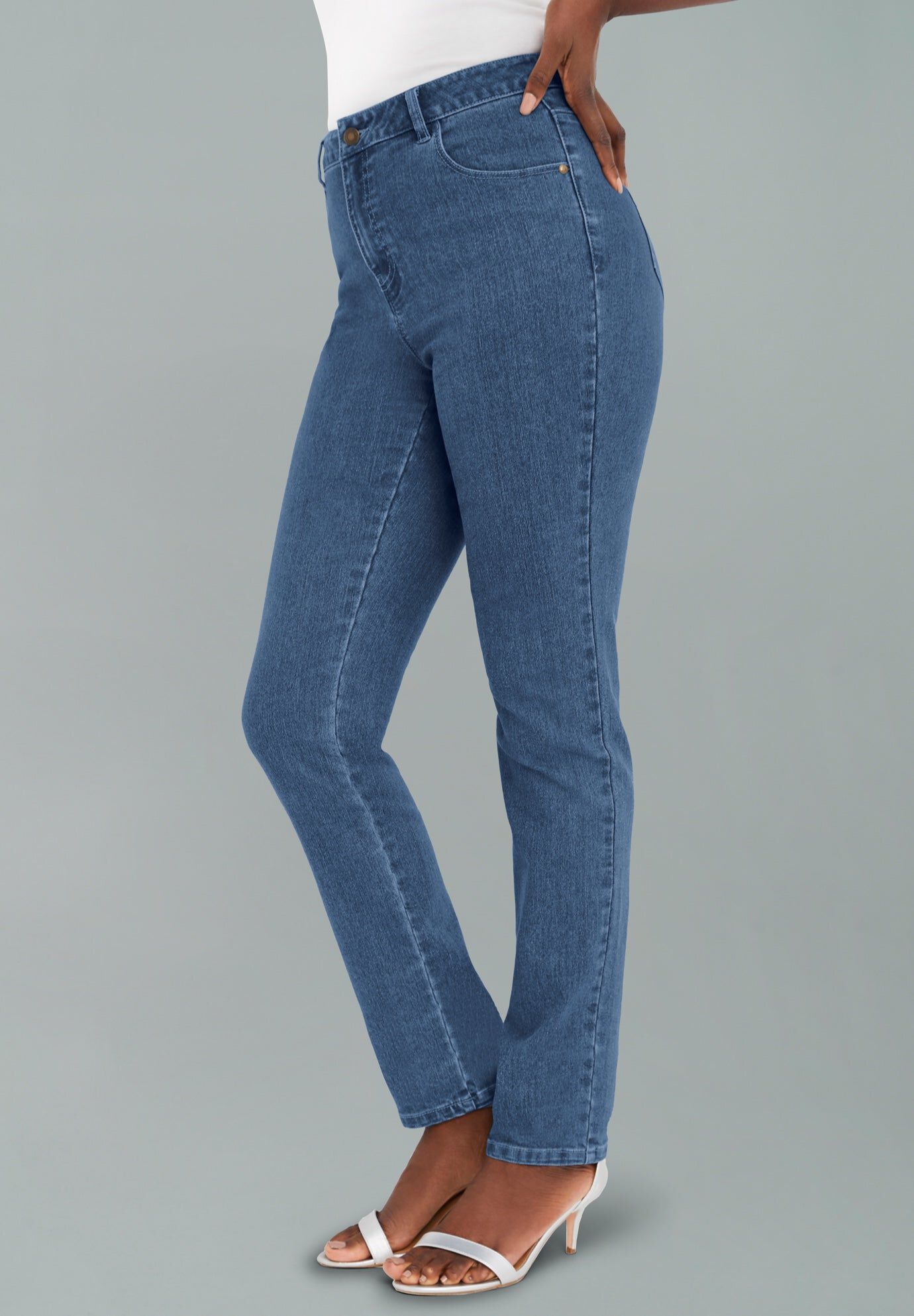 True Fit Stretch Denim Straight Leg Jean