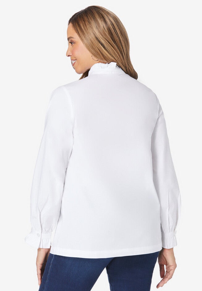 Stretch Cotton Poplin Neck Shirt, , on-hover image number 1