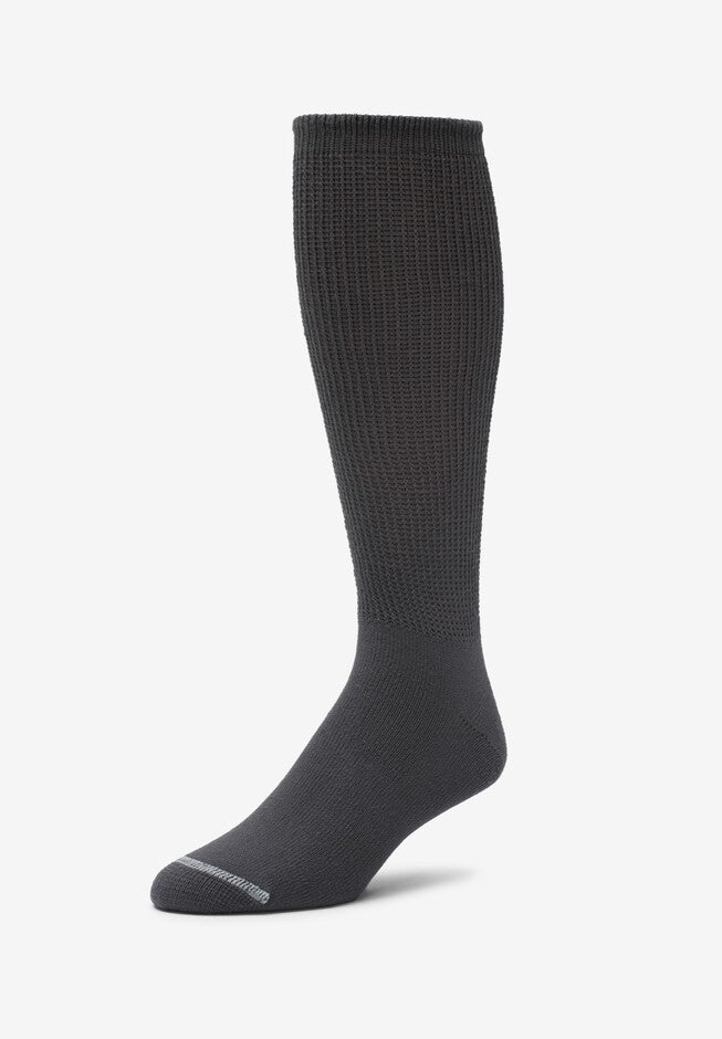Diabetic Crew Socks with Extra Wide Footbed, HEATHER CHARCOAL, hi-res image number 0