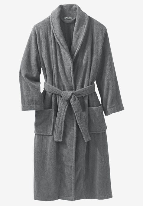 Terry Bathrobe with Pockets, STEEL, hi-res image number null