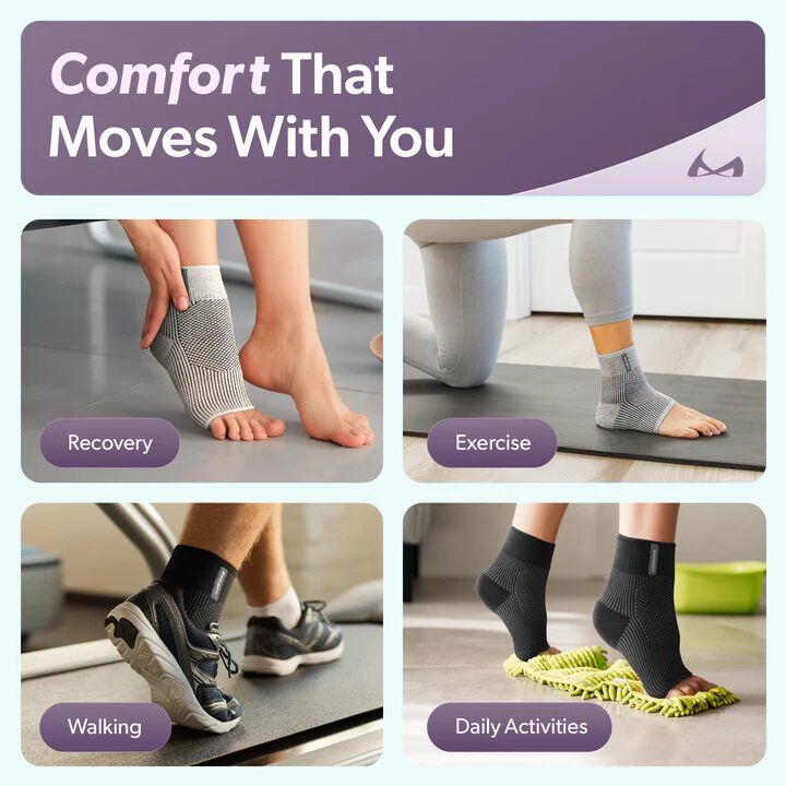 Comfort Ankle Compression Sleeve, GRAY, alternate image number 5