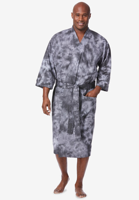 Cotton Jersey Robe, BLACK WHITE MARBLE, hi-res image number null