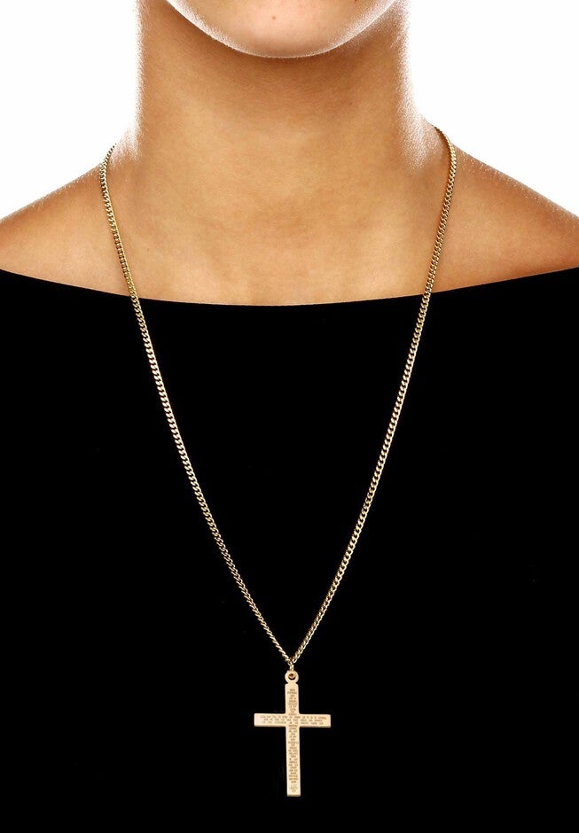 Gold Filled Lord's Prayer Cross Pendant with 24 inches Chain, , alternate image number null