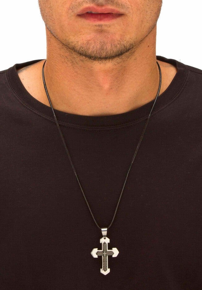 Stainless Steel Lord's Prayer Cross Pendant, , alternate image number 2