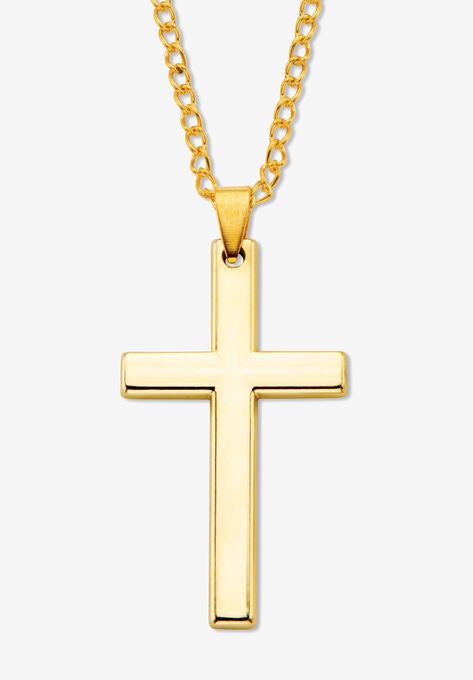 Men'S Yellow Gold Ion Plated Stainless Pendant With 24 Inch Chain, GOLD, hi-res image number null