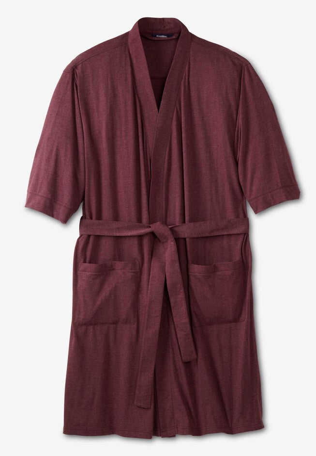 Affordable Cotton Jersey Robe, Heather Deep Burgundy | Brylane Home