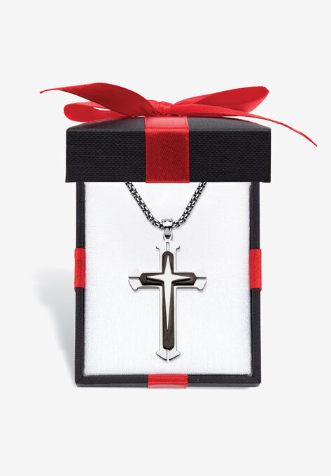 Stainless Steel Cross Pendant with 24" Chain, STAINLESS STEEL, hi-res image number null