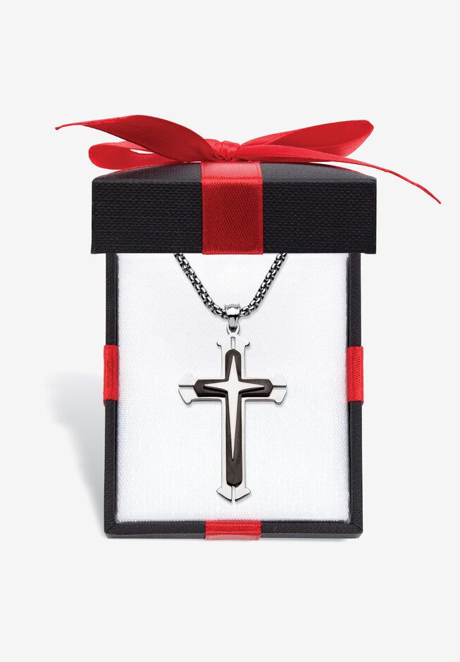 Stainless Steel Cross Pendant with 24 inches Chain, STAINLESS STEEL, hi-res image number null