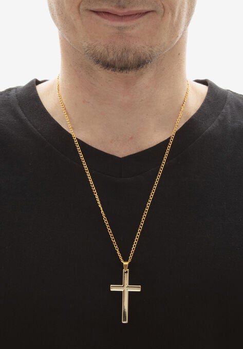 Men'S Yellow Gold Ion Plated Stainless Pendant With 24 Inch Chain, , alternate image number null