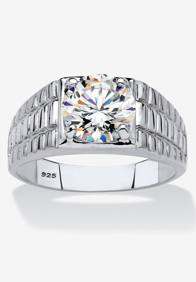 Platinum-Plated Cubic Zirconia Watchband Ring, PLATINUM, hi-res image number null