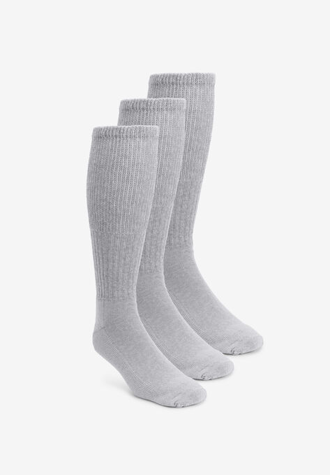 Diabetic Over-the-Calf Extra Wide Socks 3-Pack, GREY, hi-res image number null