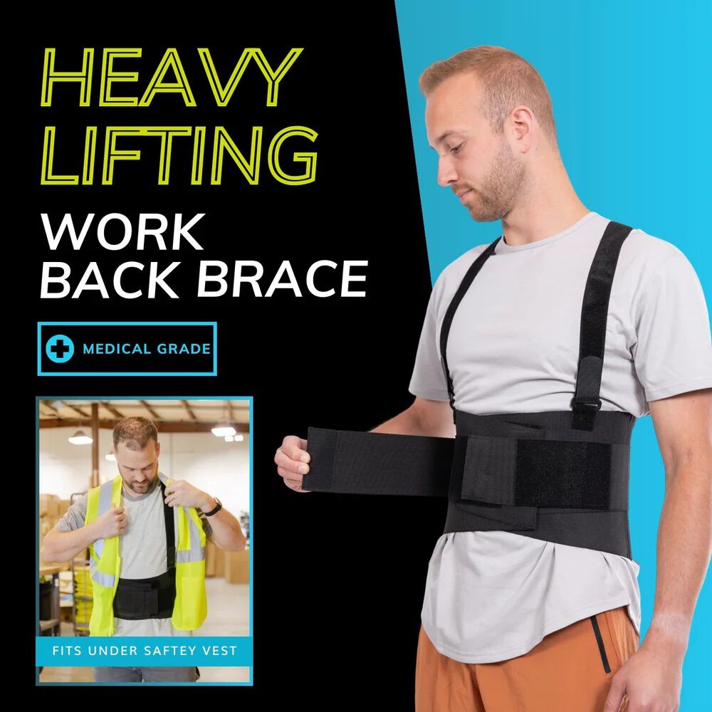 Industrial Back Brace for Work, BLACK, alternate image number 3