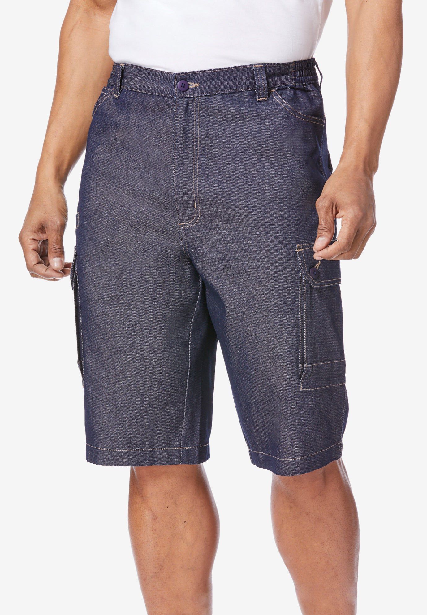 Lightweight Comfort Denim Cargo Jean Shorts | Brylane Home