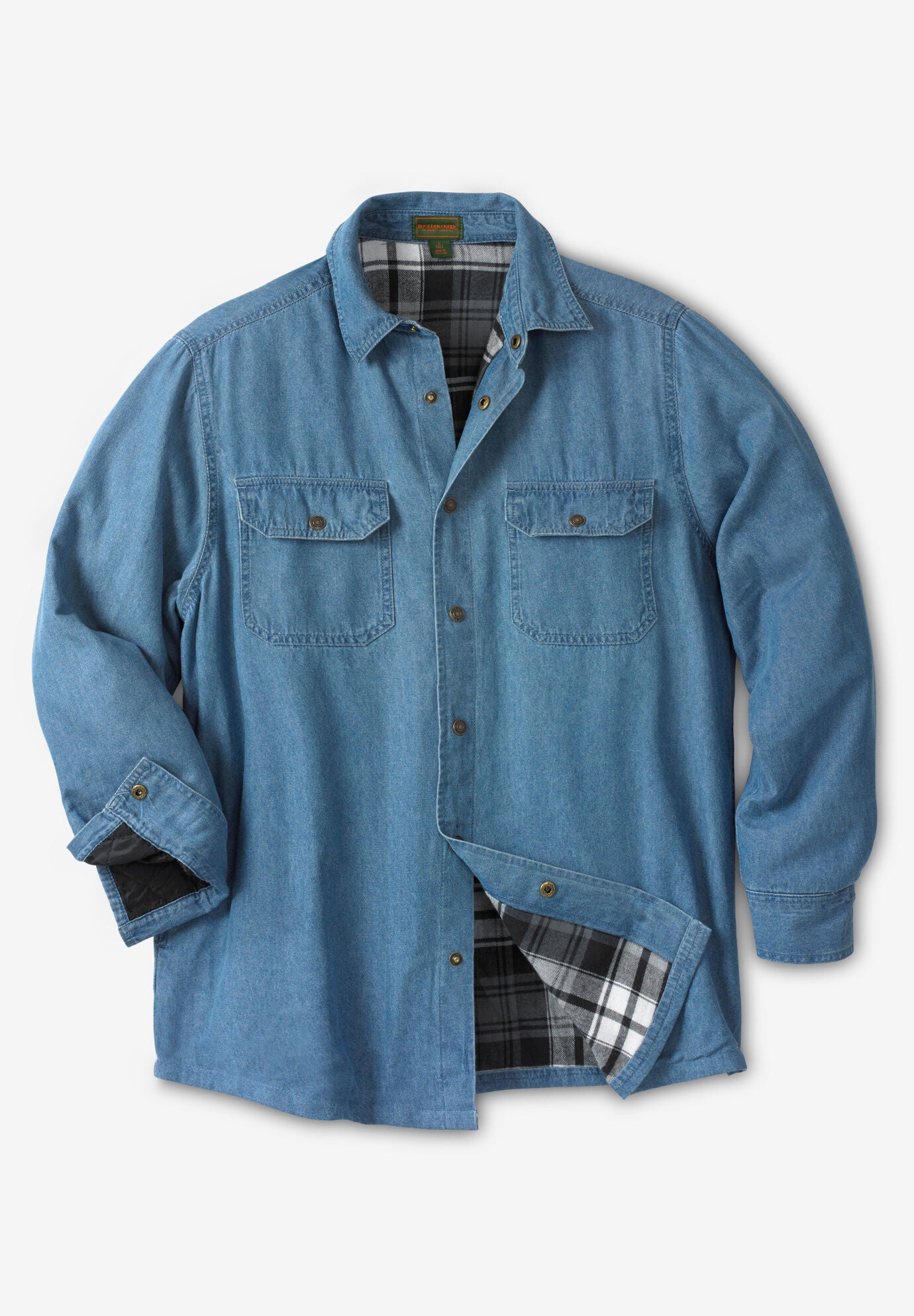 Men's flannel lined denim shirt jacket top