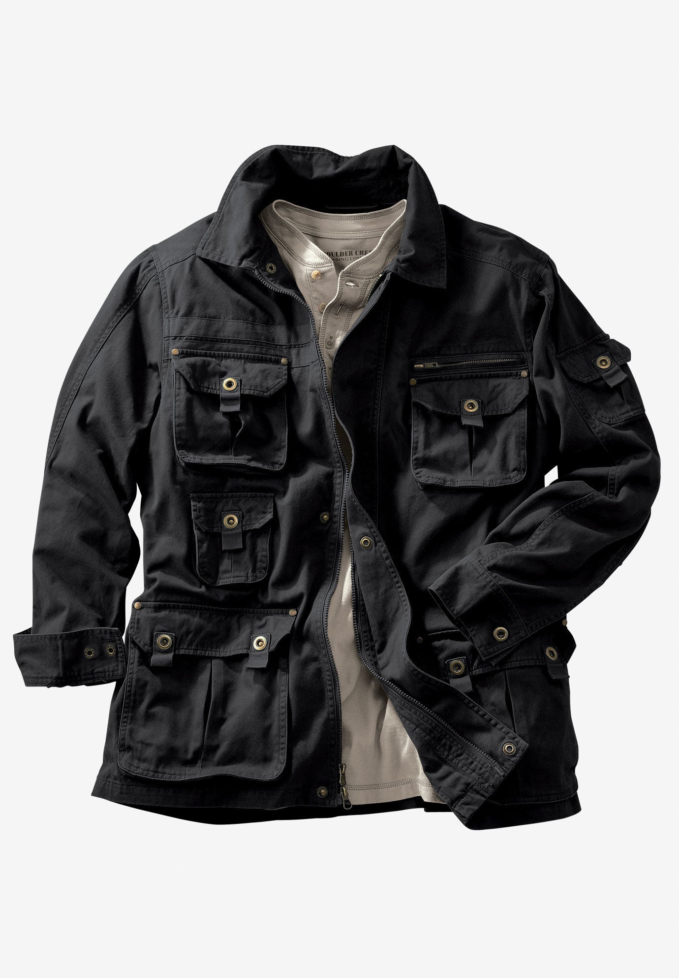 9 Pocket Twill Utility Jacket, BLACK, alternate image number 3