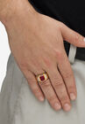 Men's 18K Gold-plated Genuine Diamond and Emerald Cut Garnet Ring, , alternate image number null