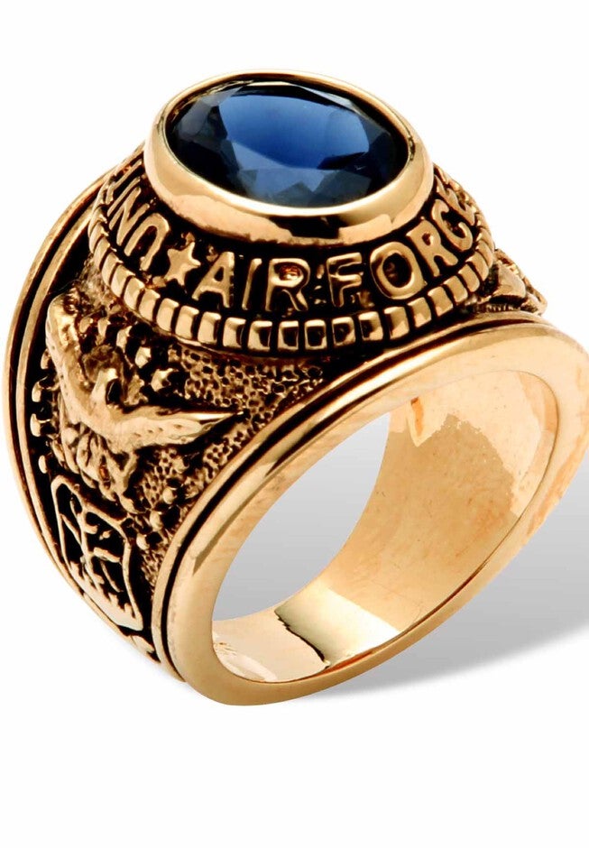 Gold-Plated Sapphire Air Force Ring, , on-hover image number 1