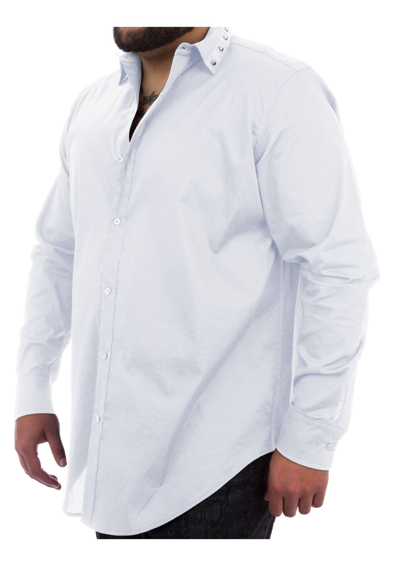 MVP Collections&reg; Spike Collar Button-Down Shirt, CRYSTAL WHITE, hi-res image number 0