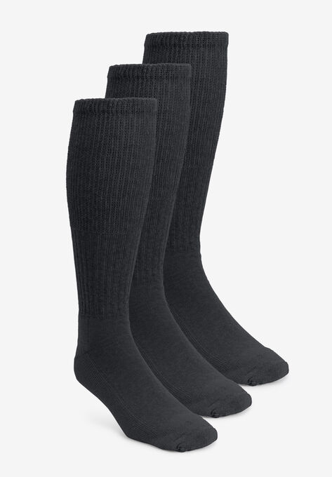 Diabetic Over-the-Calf Extra Wide Socks 3-Pack, CHARCOAL, hi-res image number null