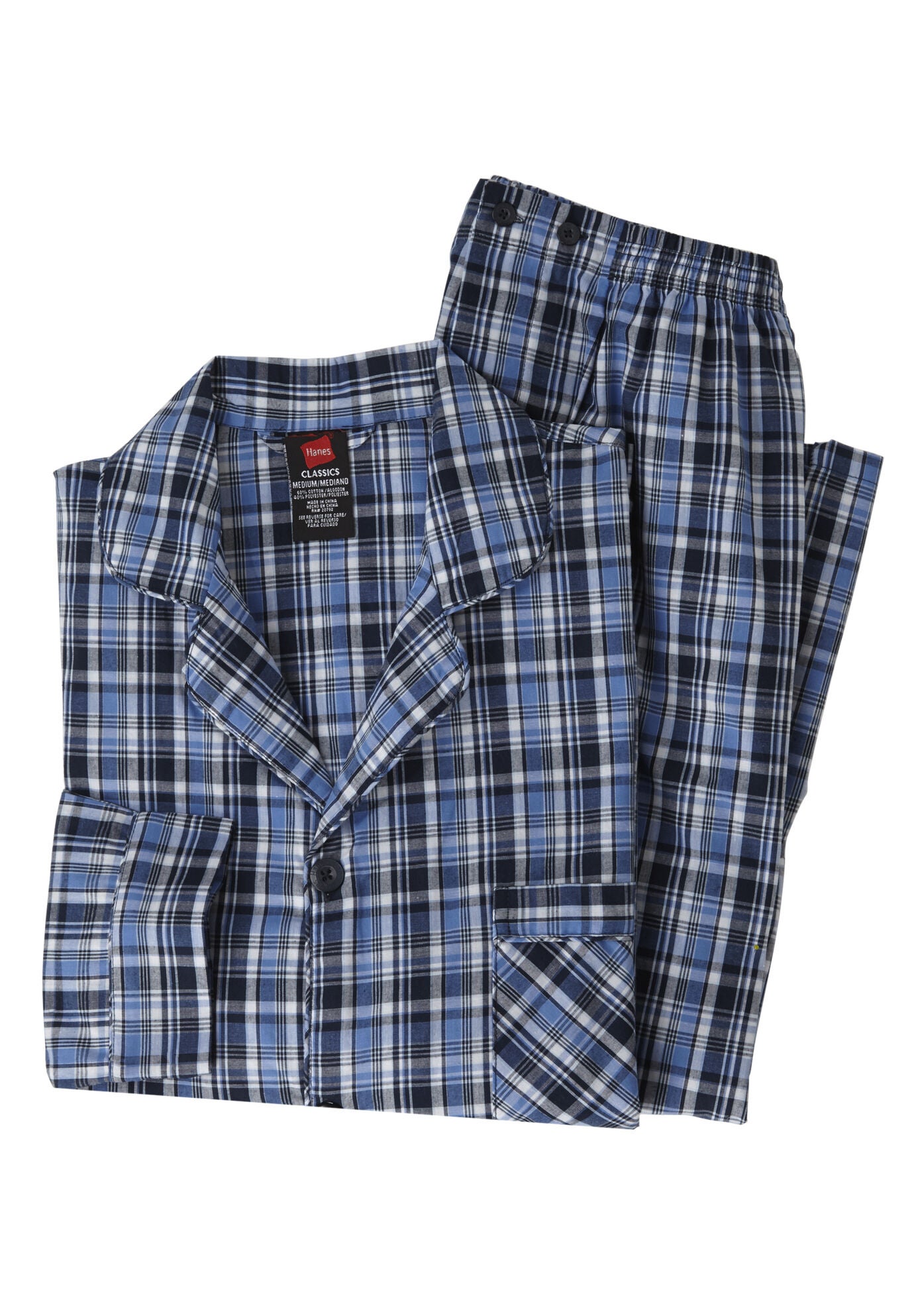 Hanes&reg; Woven Pajamas, BLUE PLAID, hi-res image number 0