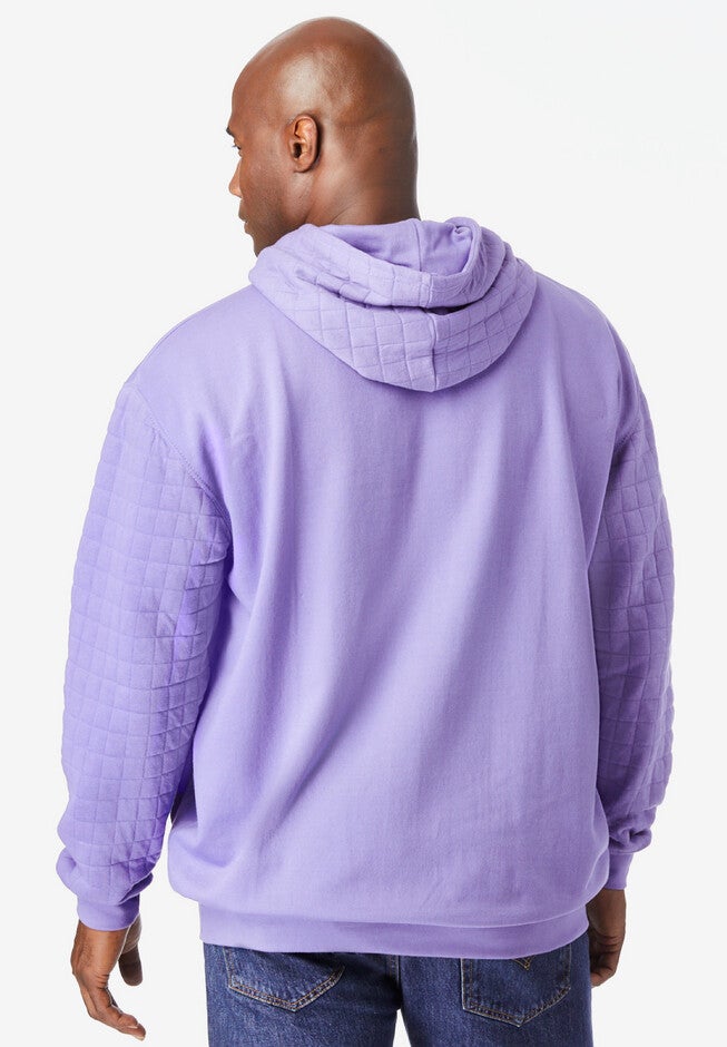 Quilted Sleeve Hooded Sweatshirt, , on-hover image number null