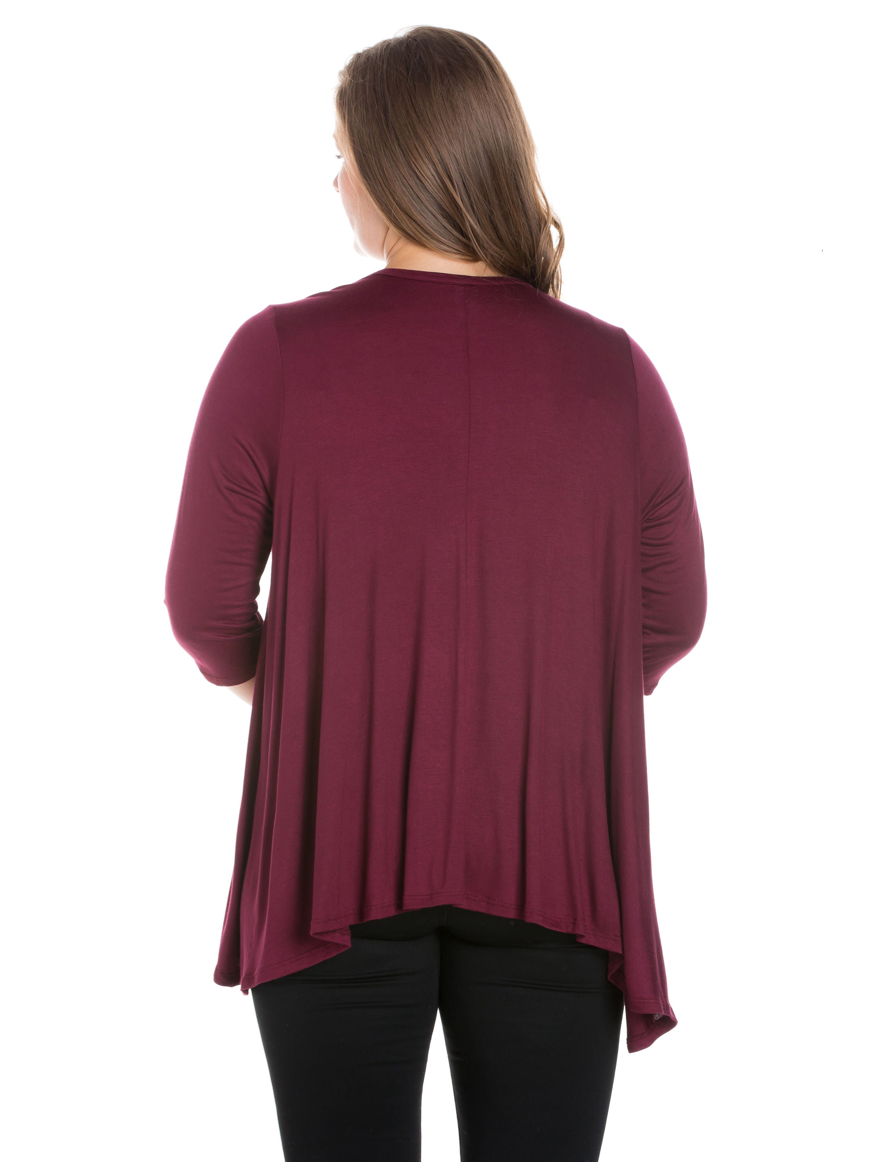 Elbow Length Sleeve Plus Size Open Cardigan, , alternate image number 1