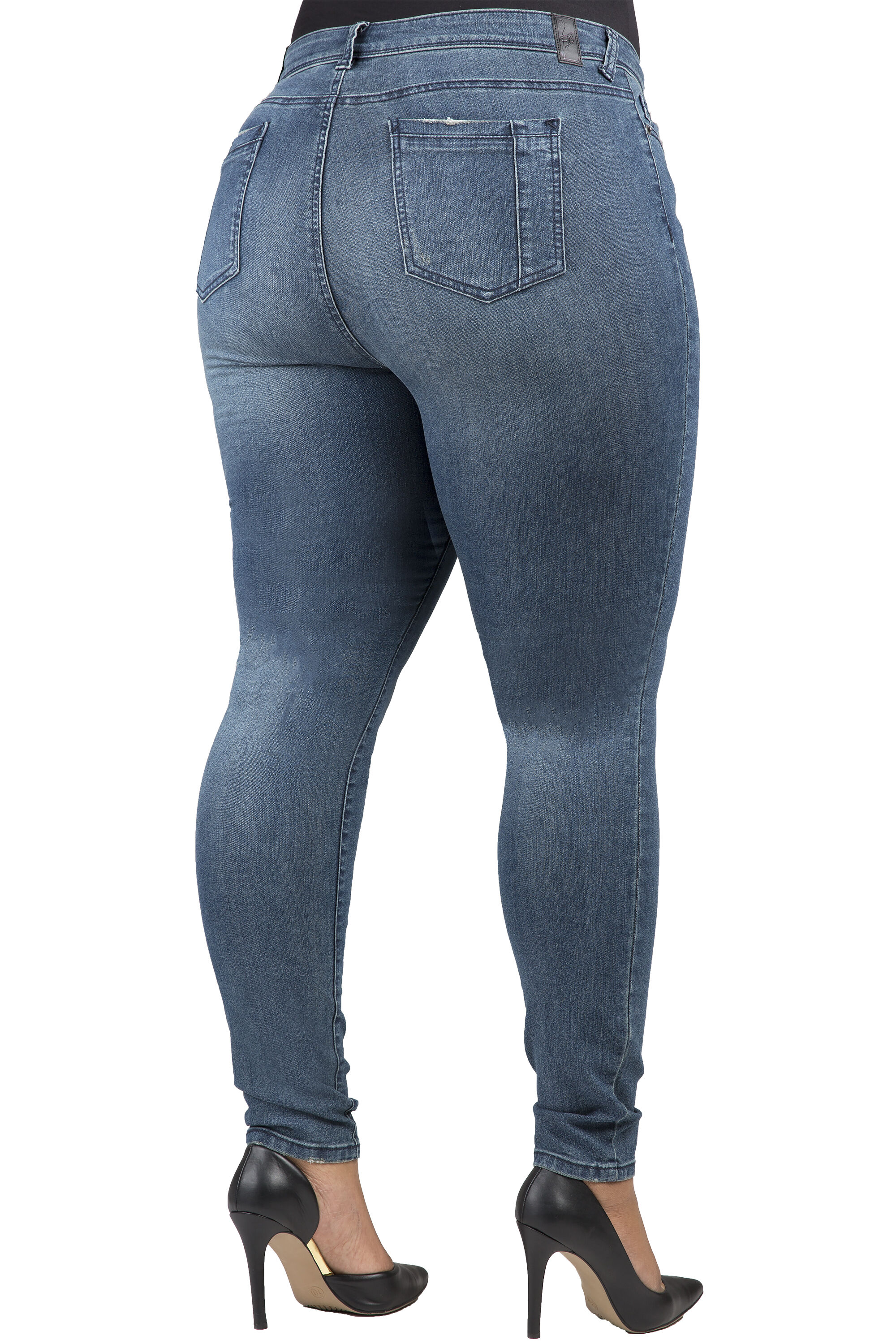 Plus Size Women's Curvy Fit Blue Denim Five Pockets Skinny Jeans