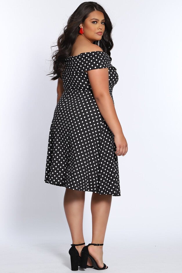 Vintage Vibes Polka Dot Short Plus Size Party Dress, , alternate image number null