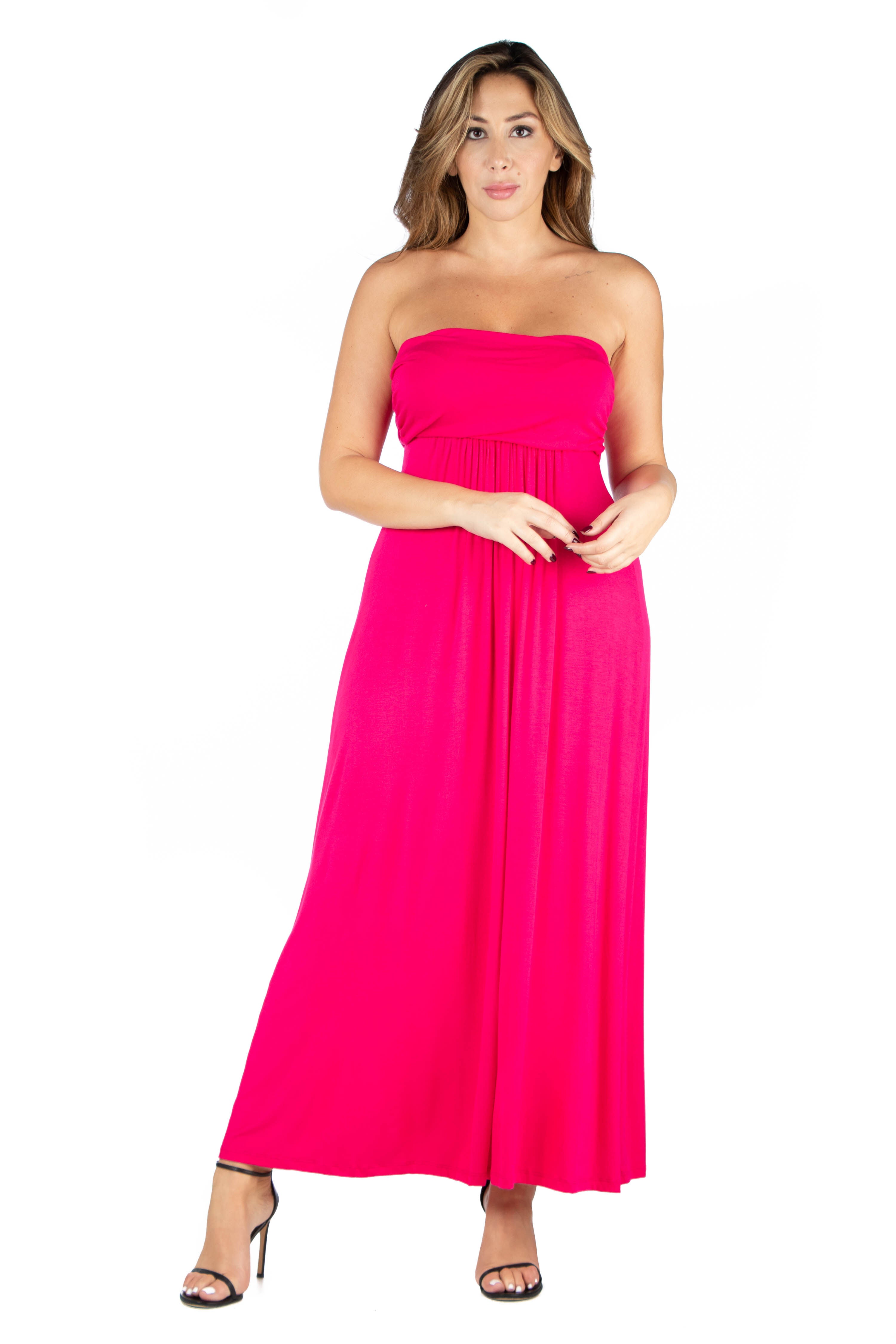 Plus Size Strapless Maxi Dress, Pink, hi-res image number 0