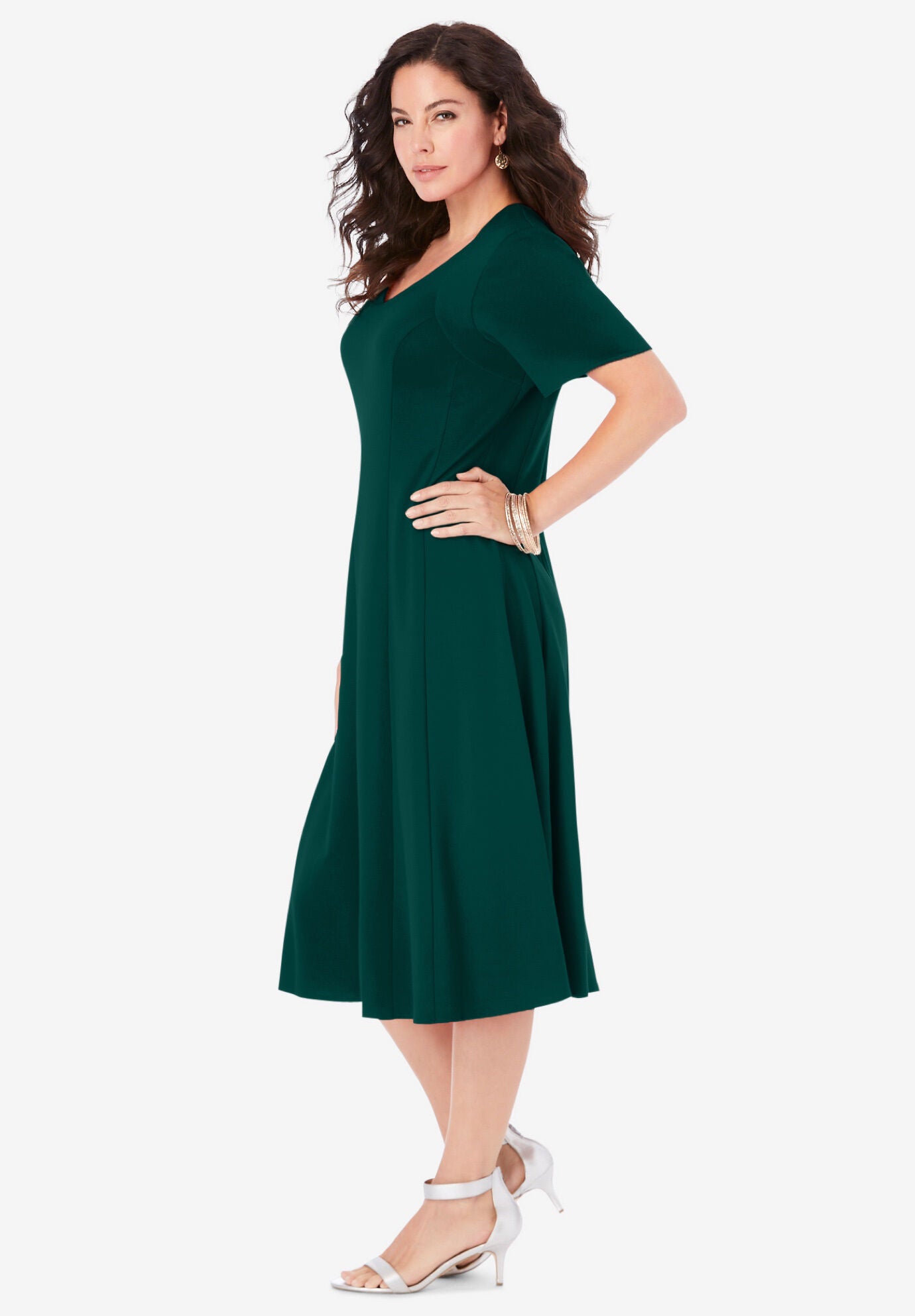 Seamed ponte flare best sale dress