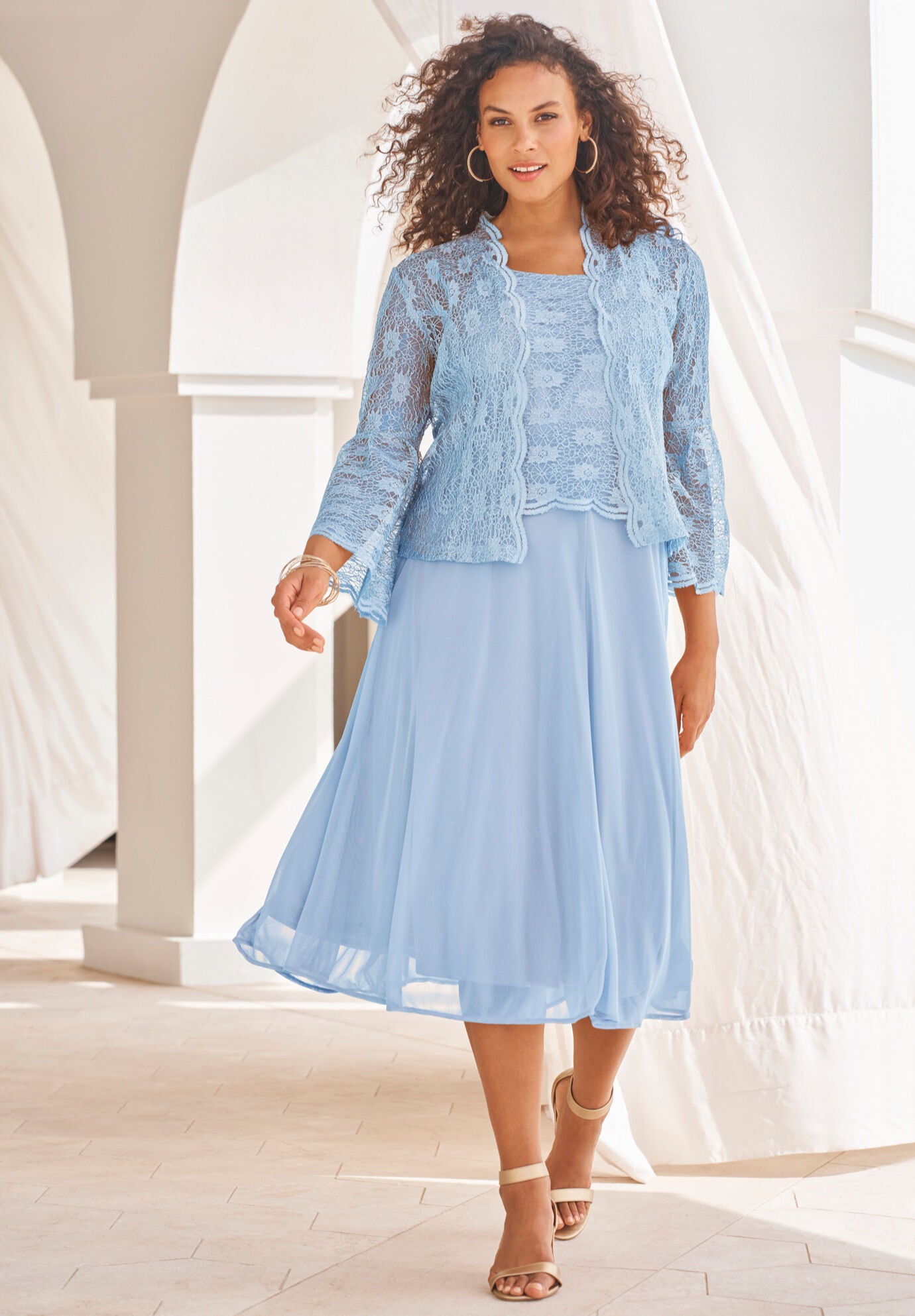 Glitter Lace Jacket Dress Set Brylane Home