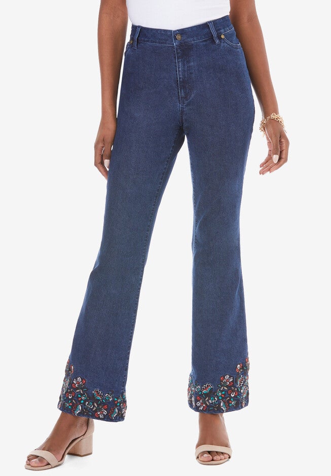 Batik Embroidered Bootcut Jean, MULTI BATIK EMBROIDERY, hi-res image number 0