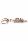 Goldtone Oval Shaped Pink Crystal and White Crystal Accents Cat Key Ring, , on-hover image number null