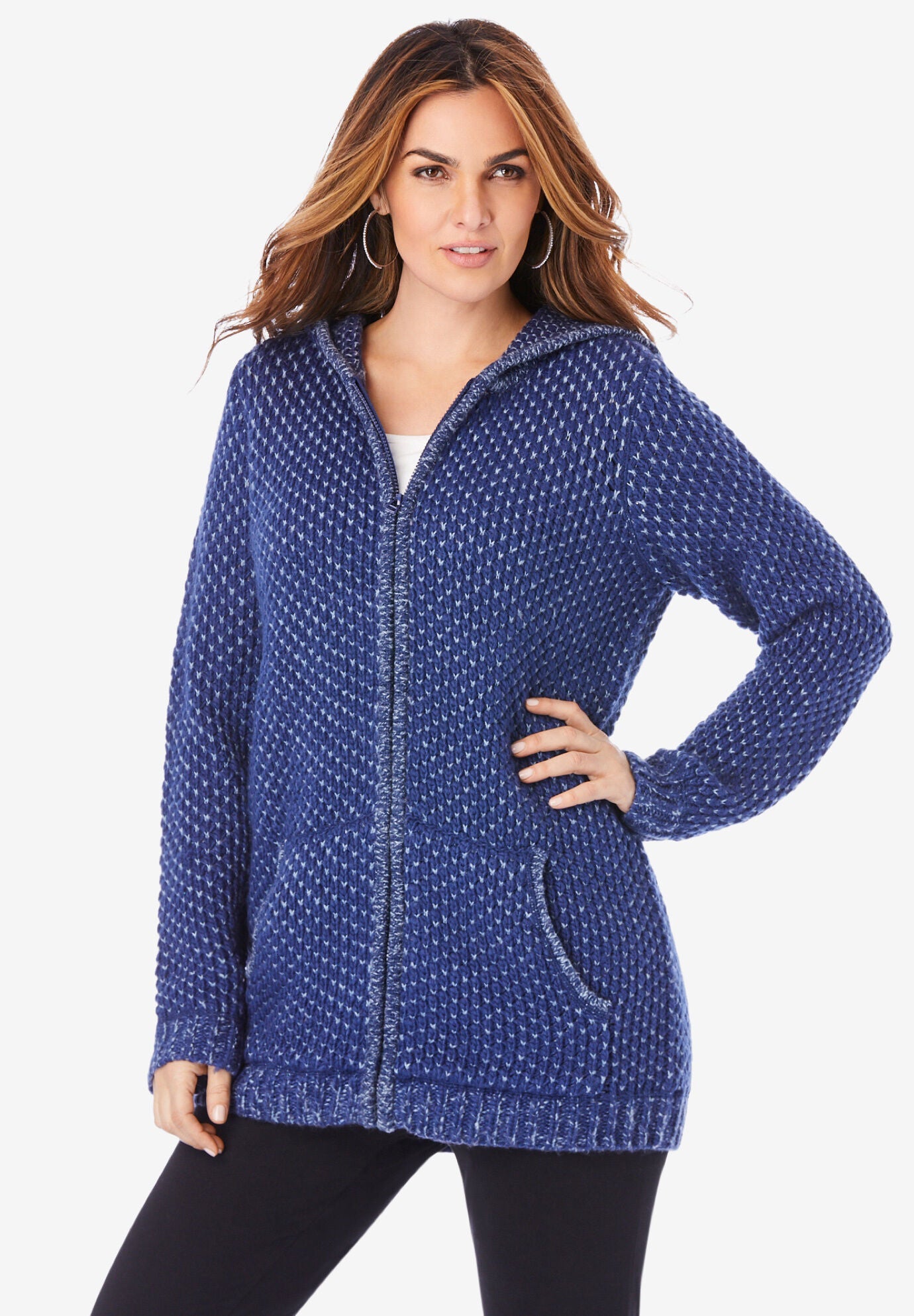 Thermal online hoodie cardigan