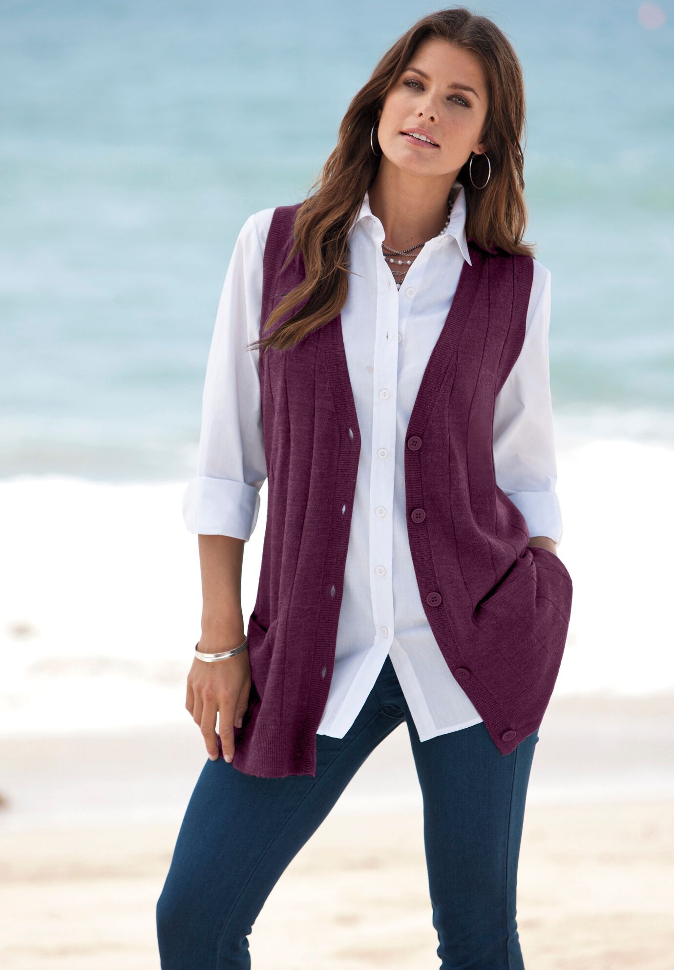 Burgundy sweater vest online