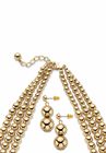 Gold Tone Graduated Bib 17" Necklace Set, , on-hover image number null