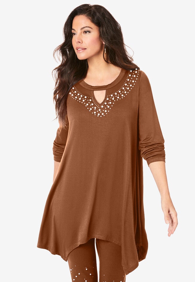 Keyhole Ultra Femme Tunic, COGNAC EMBELLISHMENT, hi-res image number null