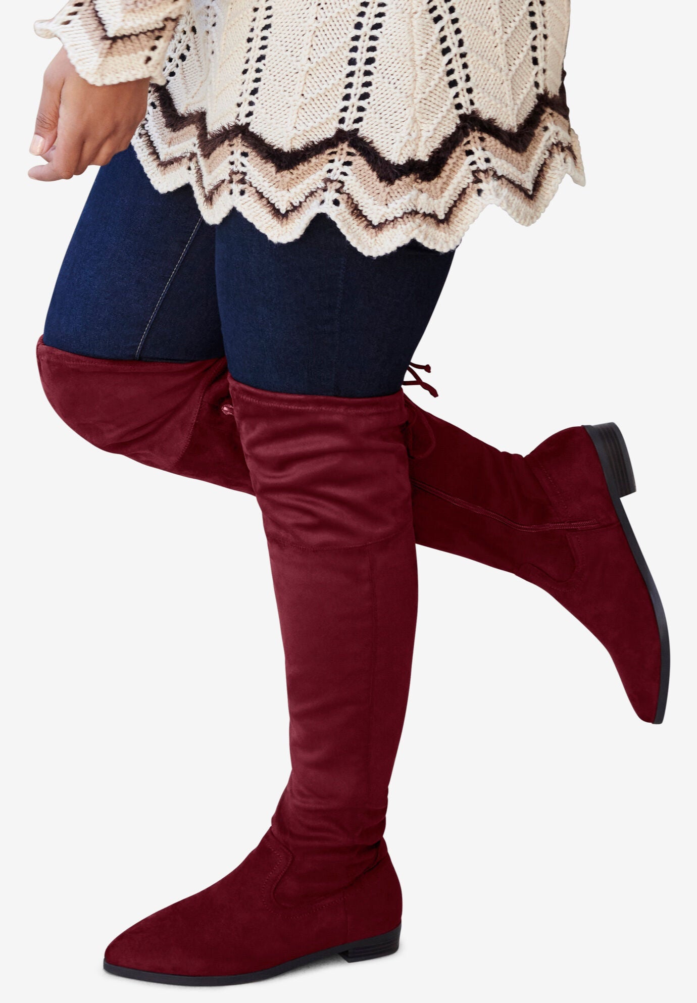Maroon wide sale calf boots